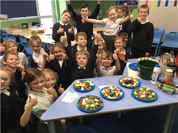 French class making salad
