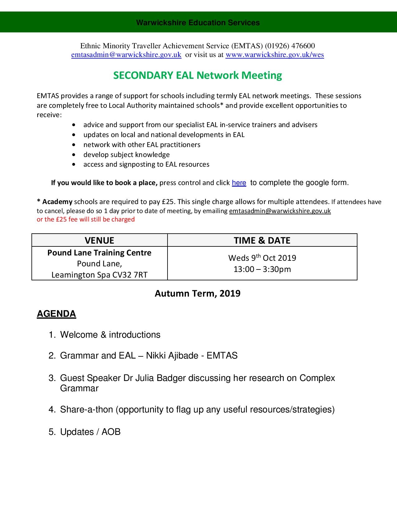 Secondary EAL Network Meetings