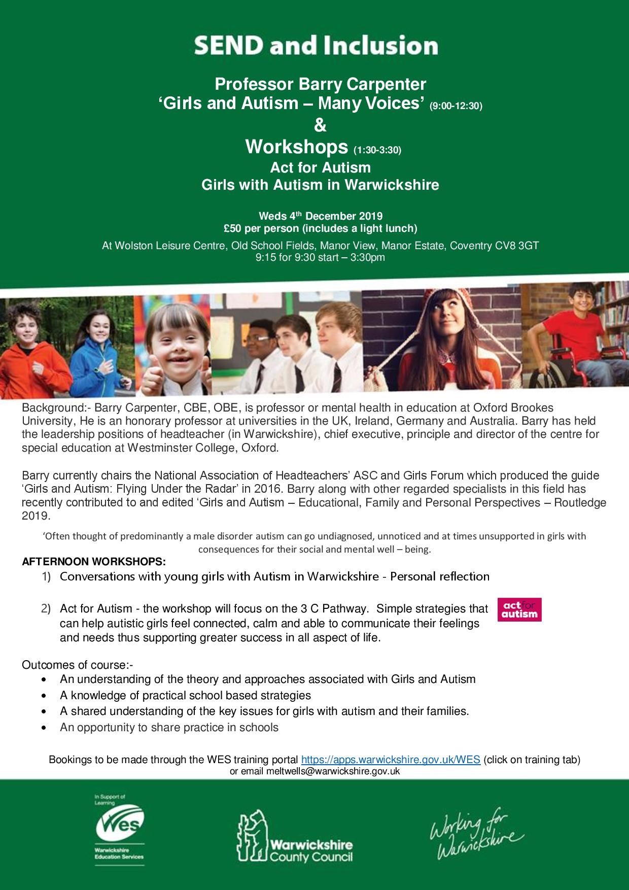 Barry Carpenter Girls with Autism Flyer